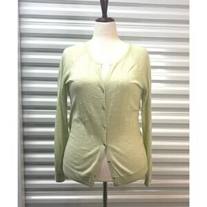 Talbots Merino Wool Cardigan, Summer Weight Sweater, Pale Green, Women’s Size XL